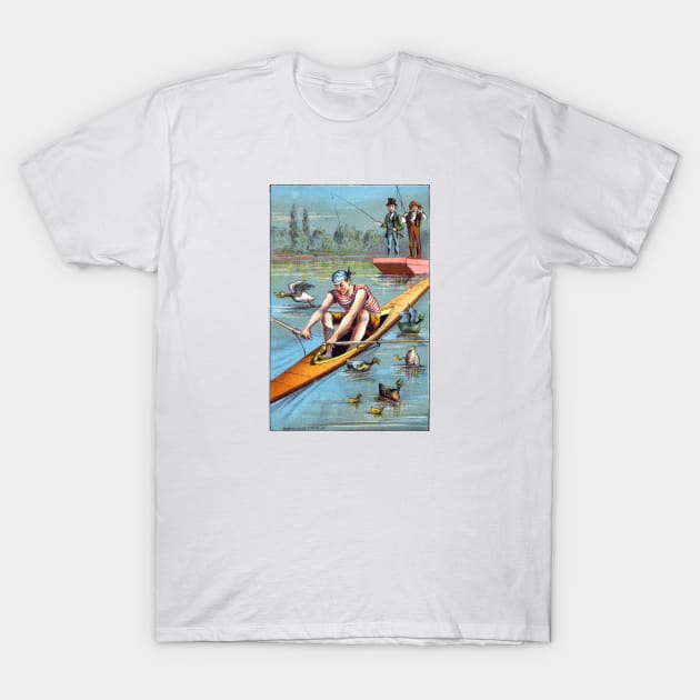 1885 Absent Minded Sculler T-Shirt by historicimage